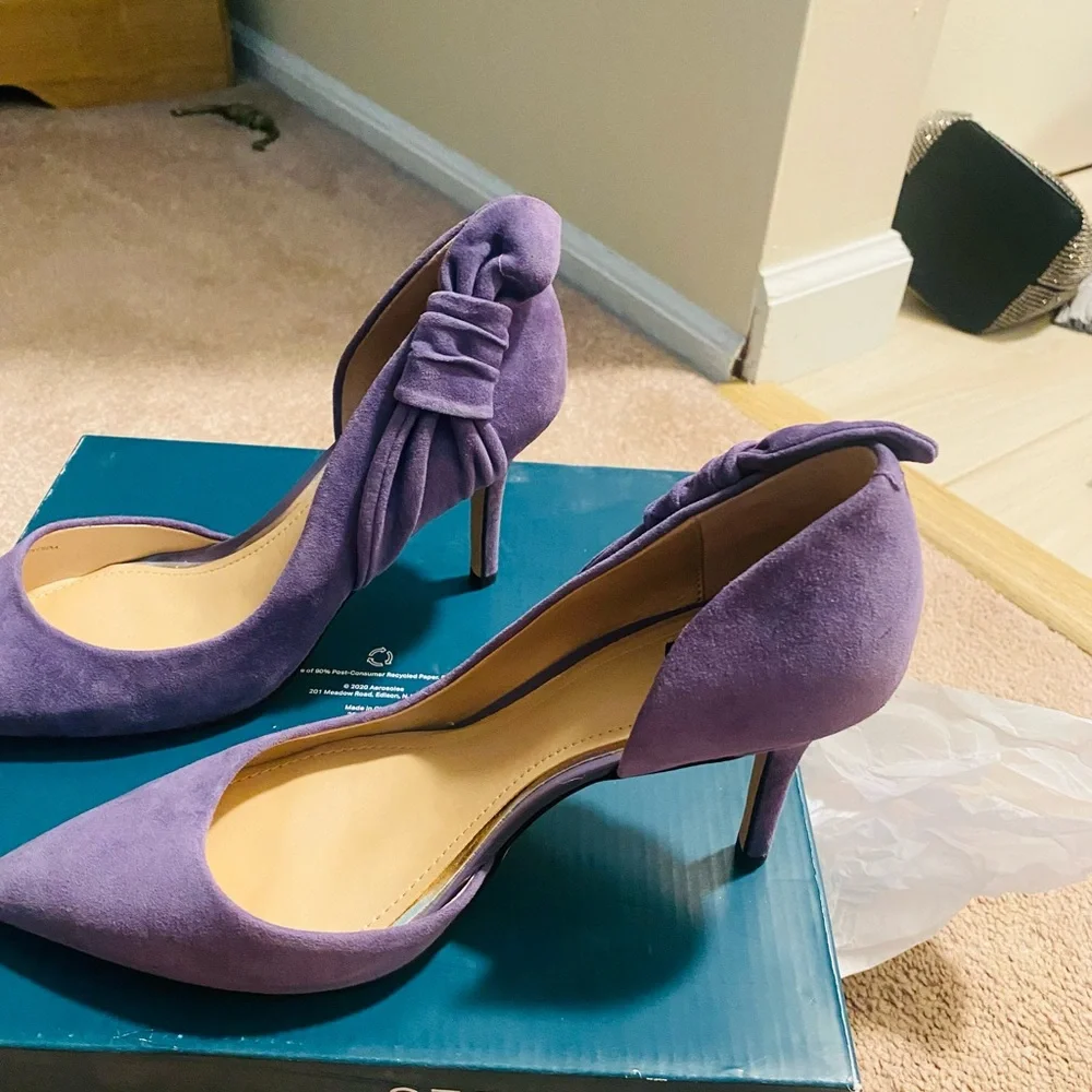 Suede violet heels size 7.5 - Picture 6 of 9
